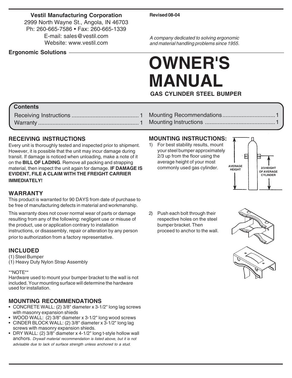 Vestil CB-W-3S User Manual | 1 page