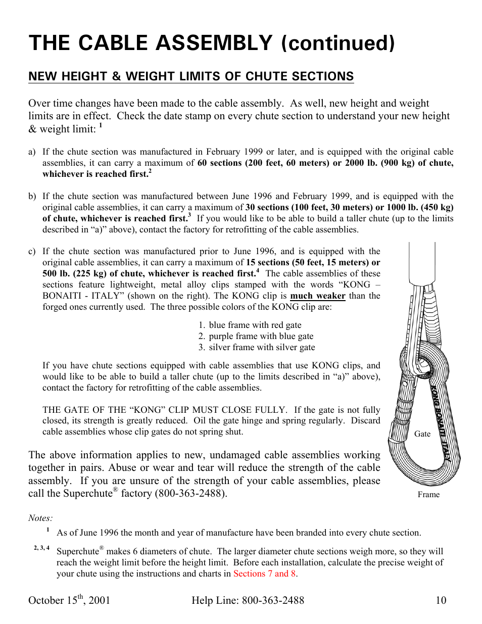 The cable assembly (continued), October 15 | Vestil CC-30-MC User Manual | Page 11 / 59
