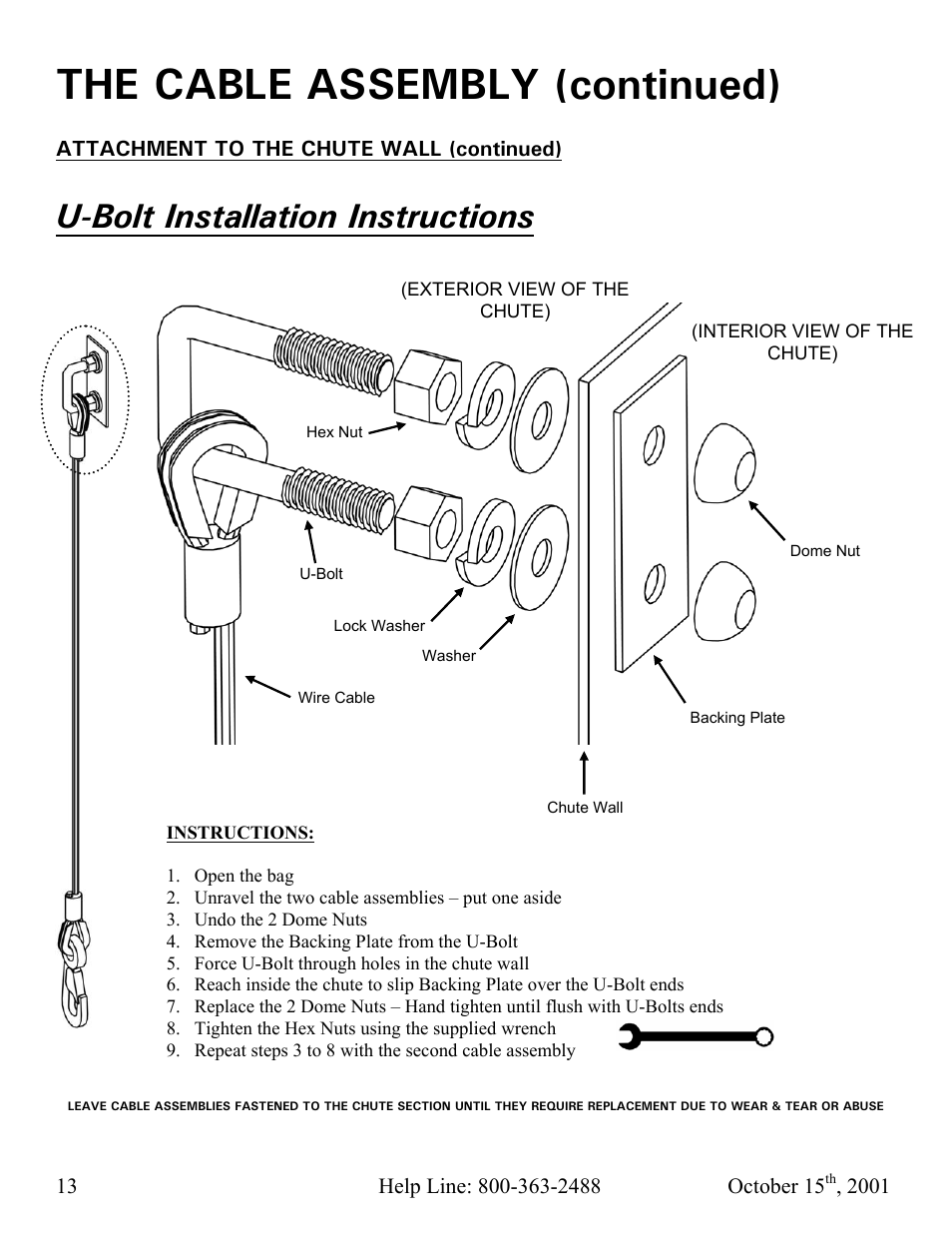 The cable assembly (continued), U-bolt installation instructions | Vestil CC-30-MC User Manual | Page 14 / 59