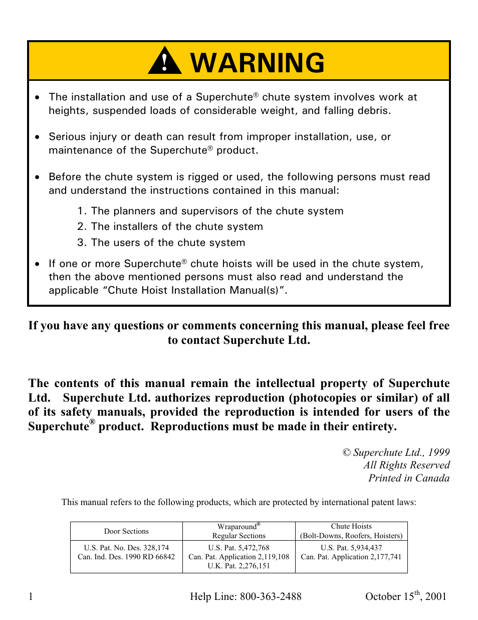 Warning | Vestil CC-30-MC User Manual | Page 2 / 59