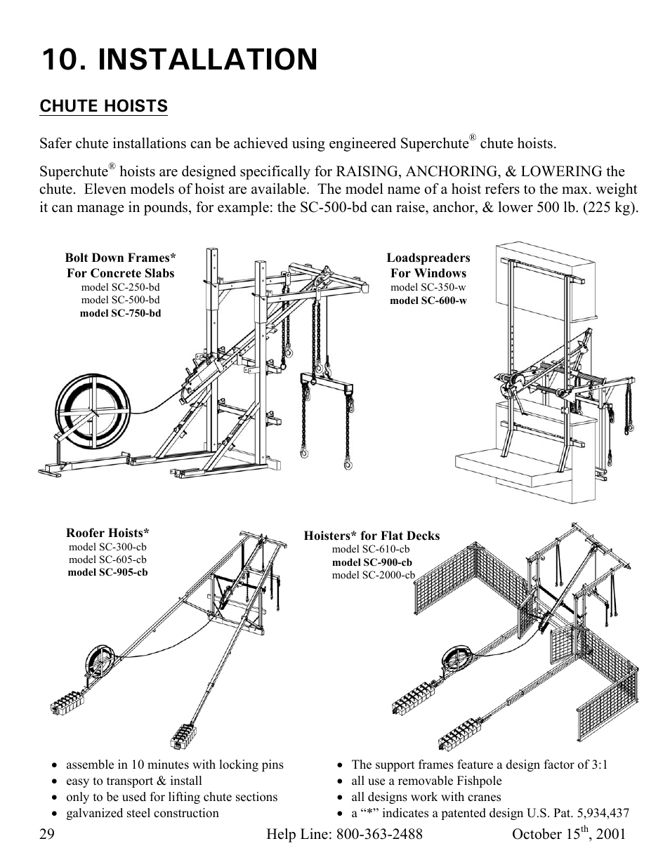 Installation, Chute hoists | Vestil CC-30-MC User Manual | Page 30 / 59