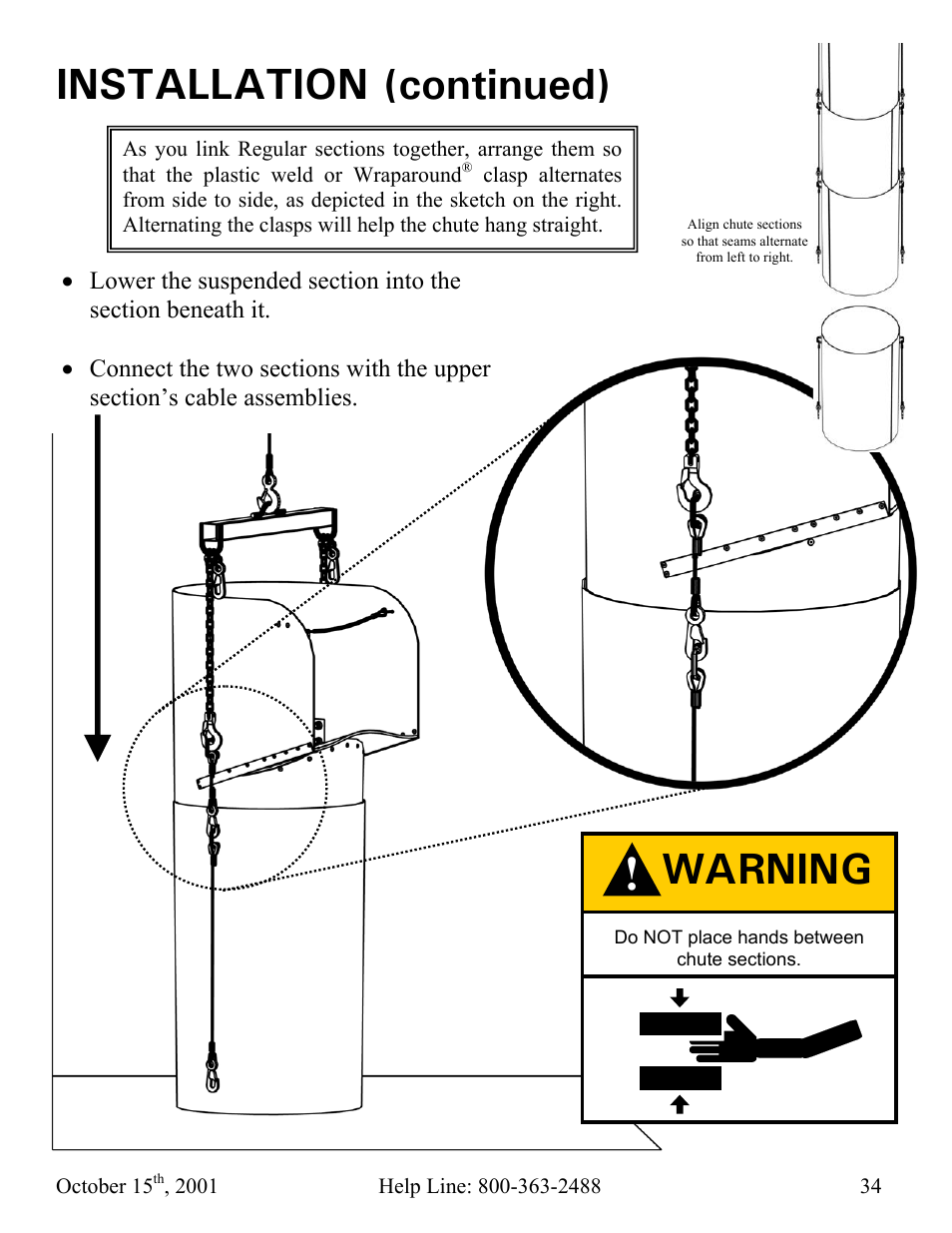 Installation (continued), Warning | Vestil CC-30-MC User Manual | Page 35 / 59