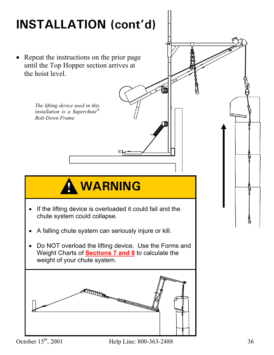 Installation (cont’d), Warning | Vestil CC-30-MC User Manual | Page 37 / 59