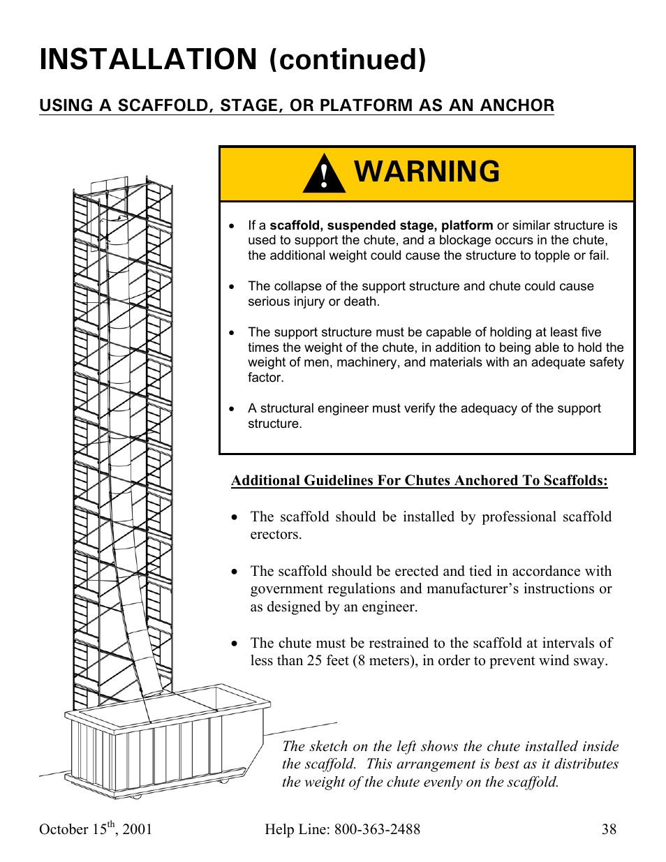 Installation (continued), Warning | Vestil CC-30-MC User Manual | Page 39 / 59