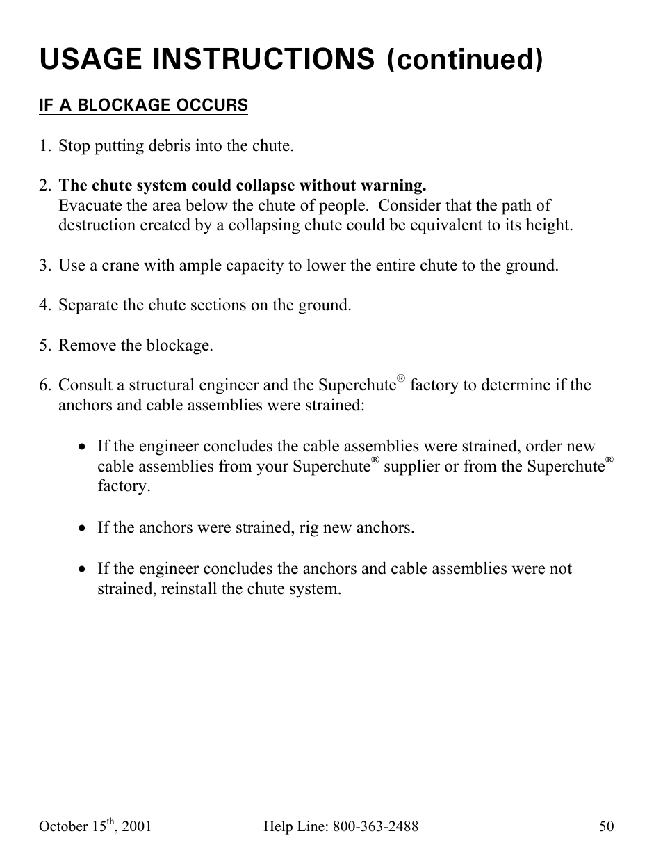 Usage instructions (continued) | Vestil CC-30-MC User Manual | Page 51 / 59