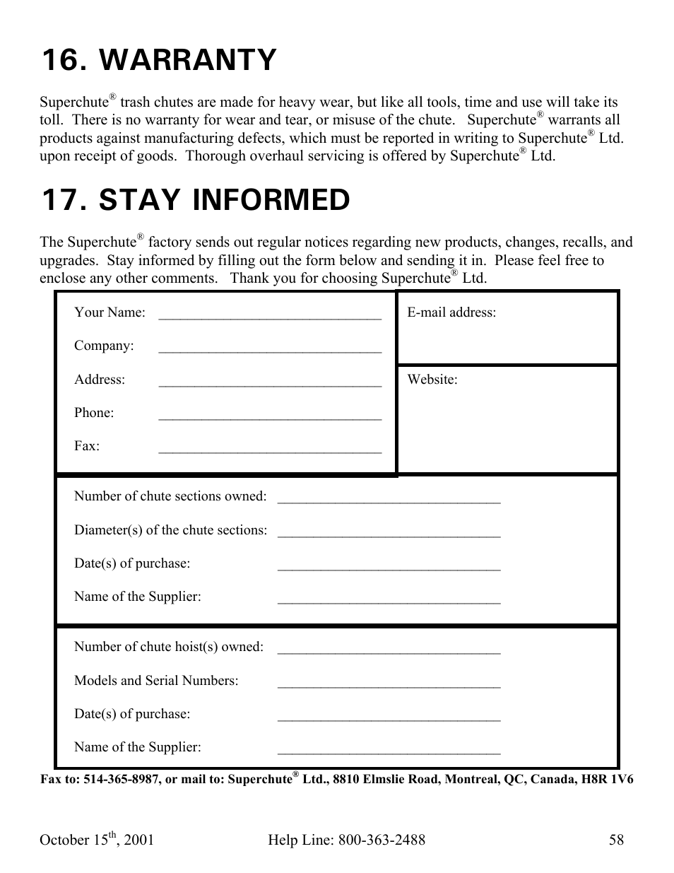 Warranty, Stay informed | Vestil CC-30-MC User Manual | Page 59 / 59