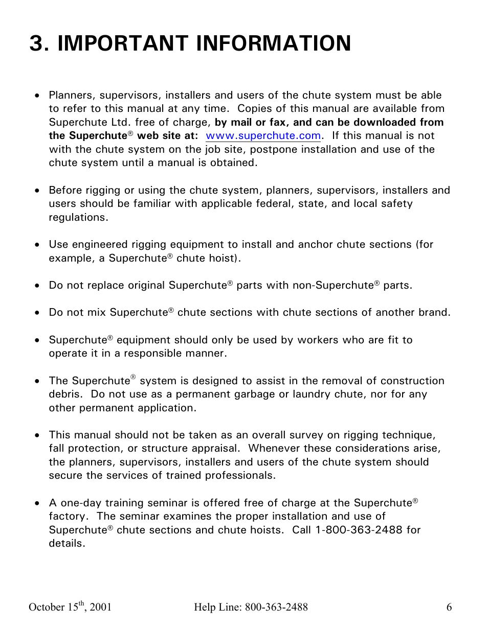 Important information | Vestil CC-30-MC User Manual | Page 7 / 59