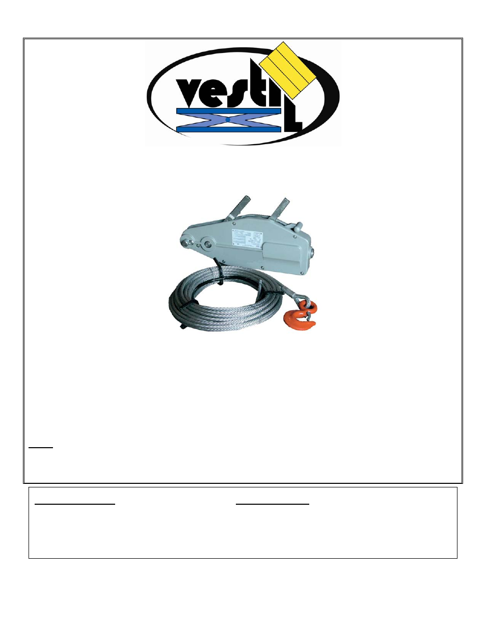 Vestil CP Series User Manual | 8 pages