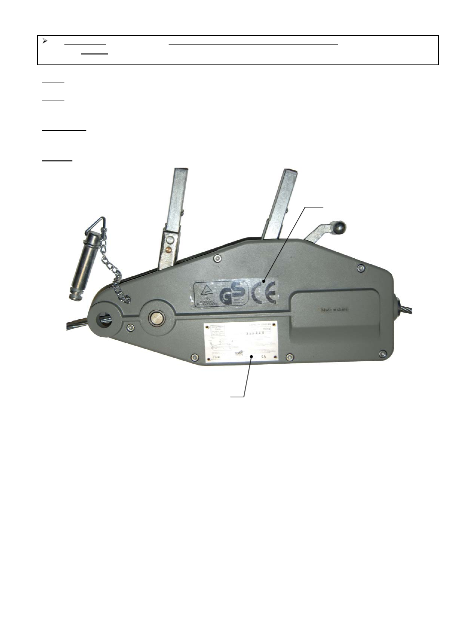 Markings, Fig. 2: product label placement | Vestil CP Series User Manual | Page 8 / 8