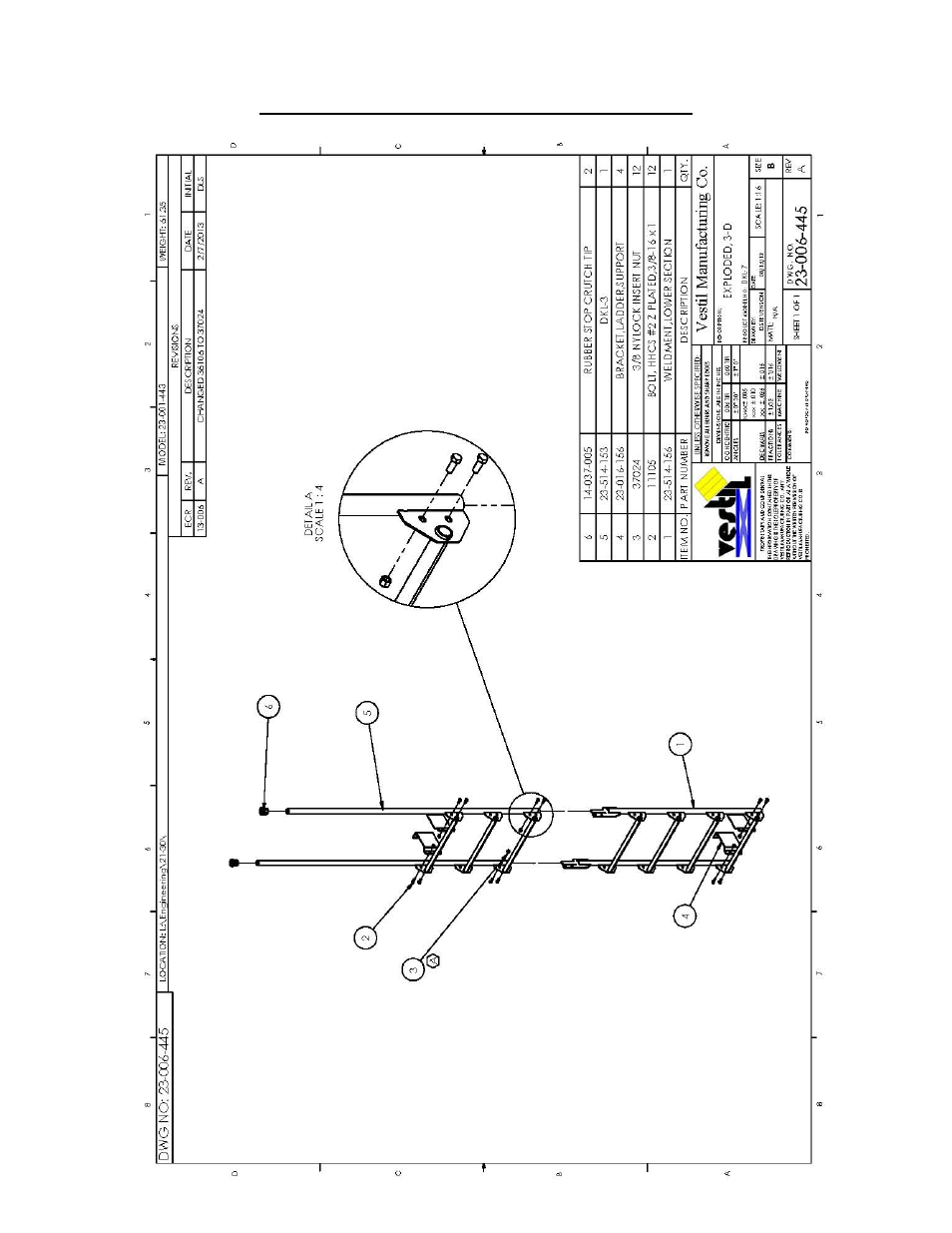 Exploded parts diagram and bill of materials | Vestil DKL Series User Manual | Page 8 / 12