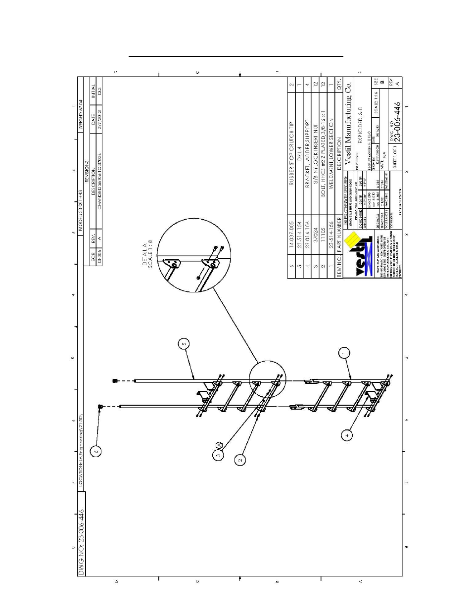 Exploded parts diagram and bill of materials | Vestil DKL Series User Manual | Page 9 / 12