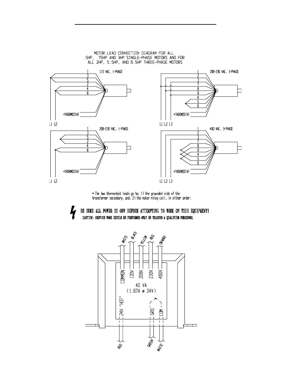 Motor and transformer connections | Vestil EHLT, PST User Manual | Page 9 / 20