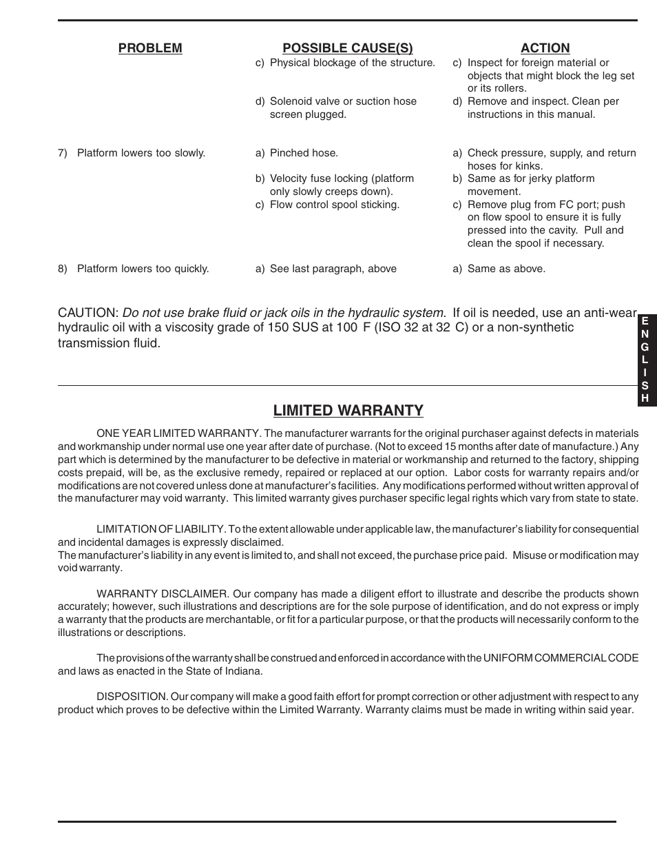 Limited warranty | Vestil PST series User Manual | Page 15 / 16