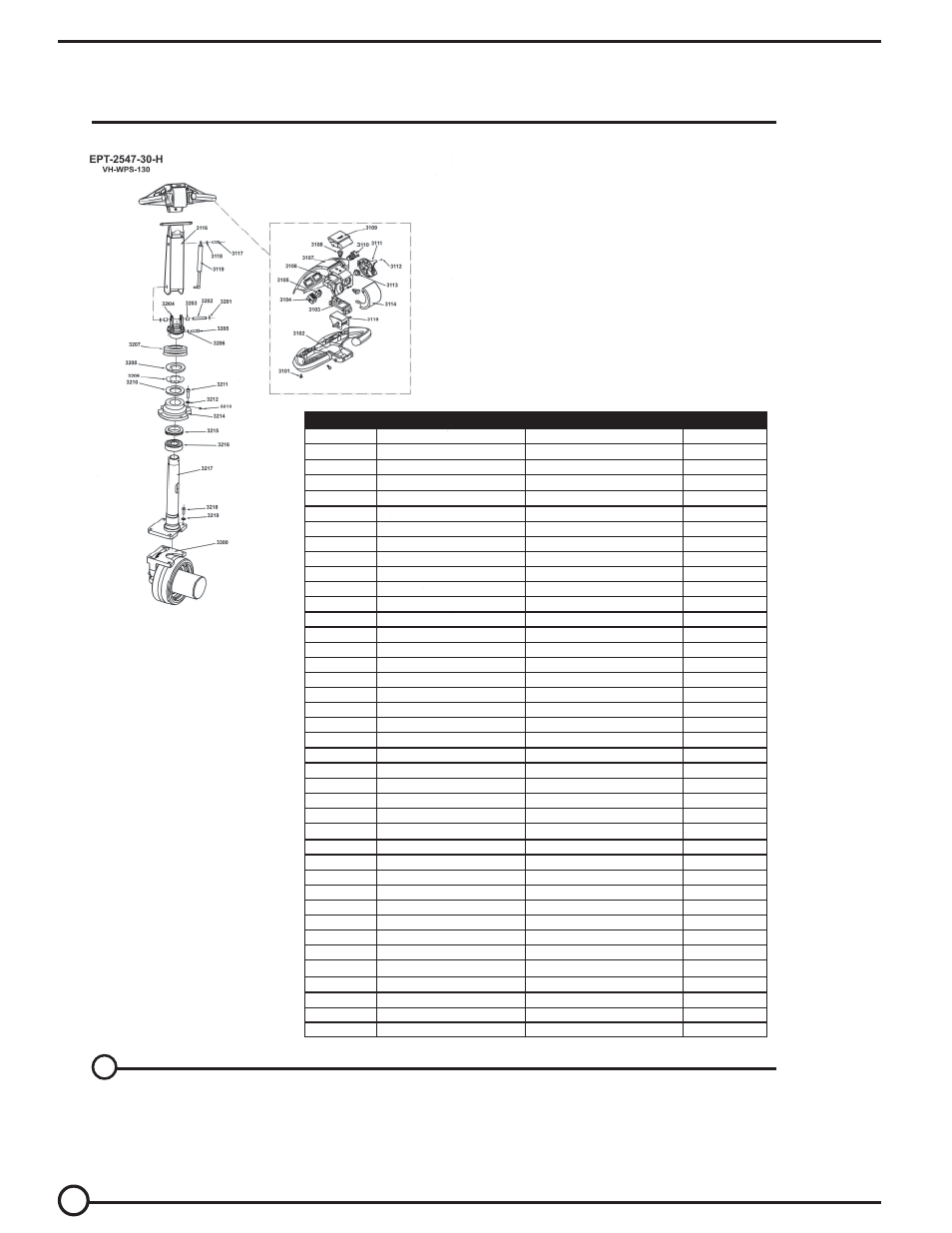 Handle assembly bill of materials | Vestil EPT-30 User Manual | Page 139 / 144