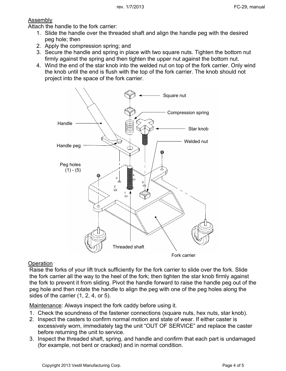 Vestil FC-29 User Manual | Page 4 / 5