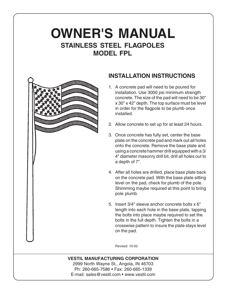 Vestil FLP series User Manual | 2 pages