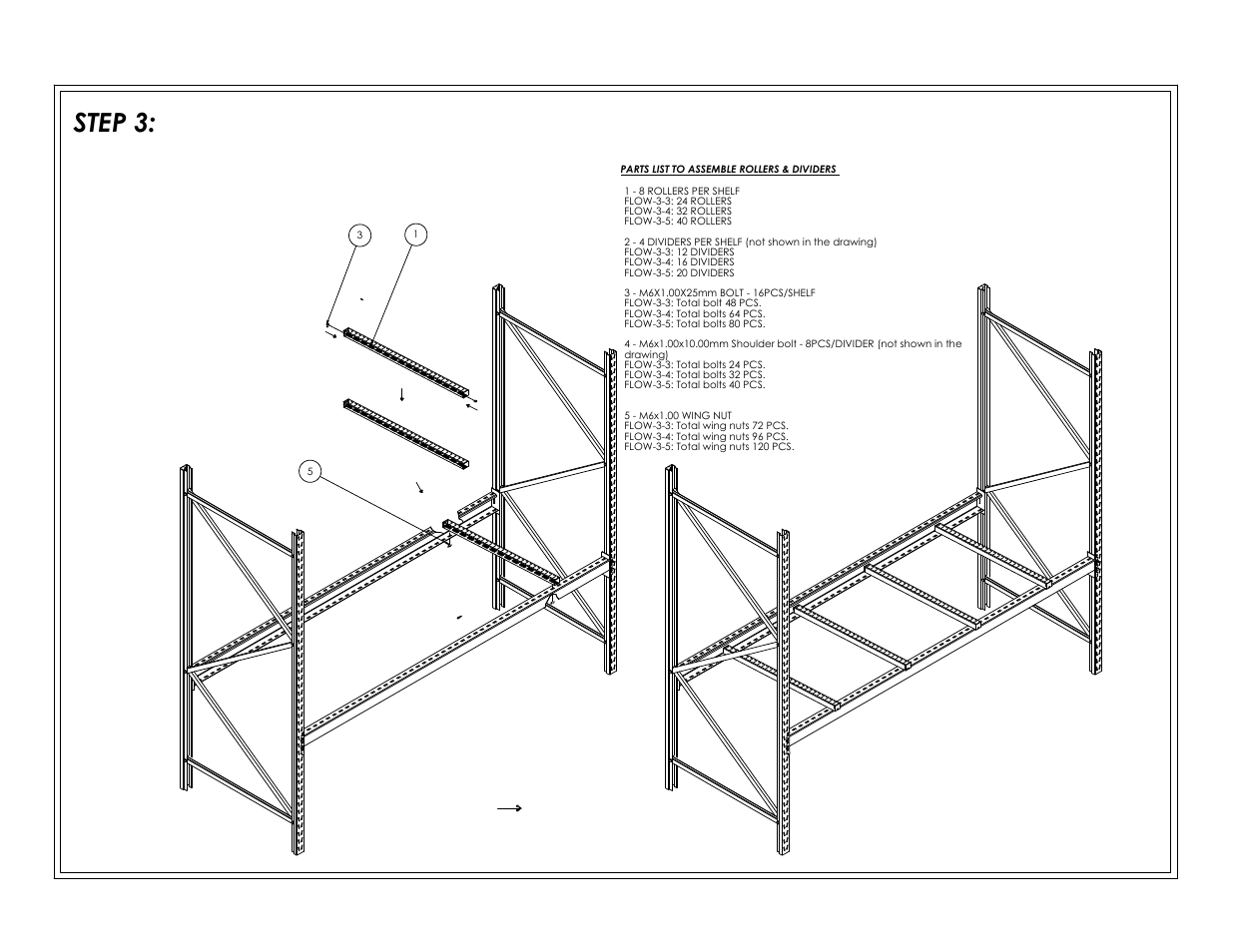 Gravity flow rack step 3, Step 3 | Vestil FLOW Series User Manual | Page 3 / 8