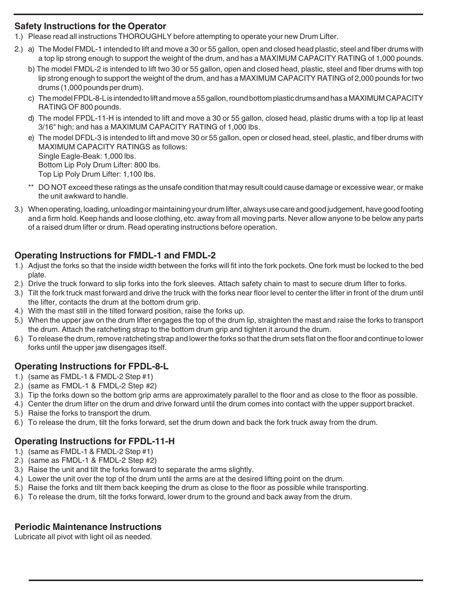 Vestil DFDL-3 User Manual | Page 2 / 16