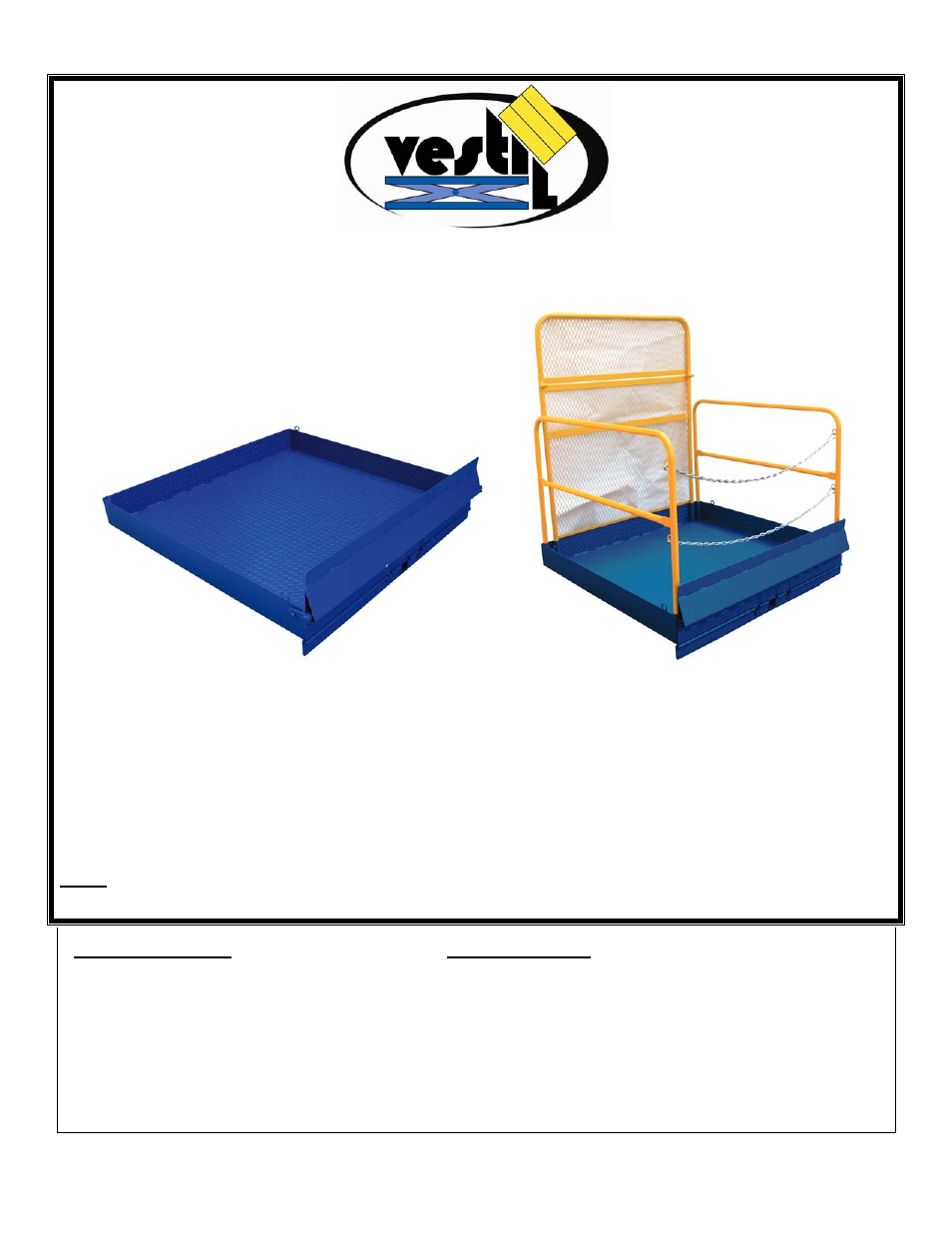 Vestil FTLP-5454 User Manual | 8 pages