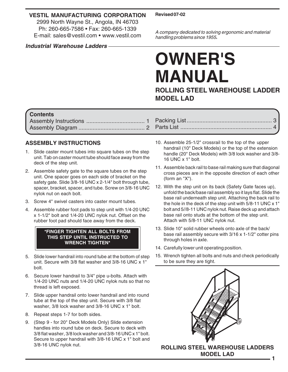 Vestil LAD Series User Manual | 4 pages