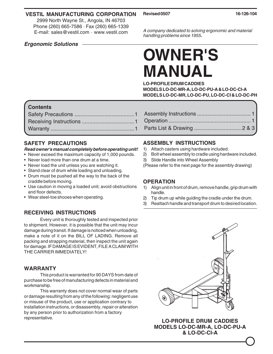 Vestil LO-DC-MR User Manual | 4 pages