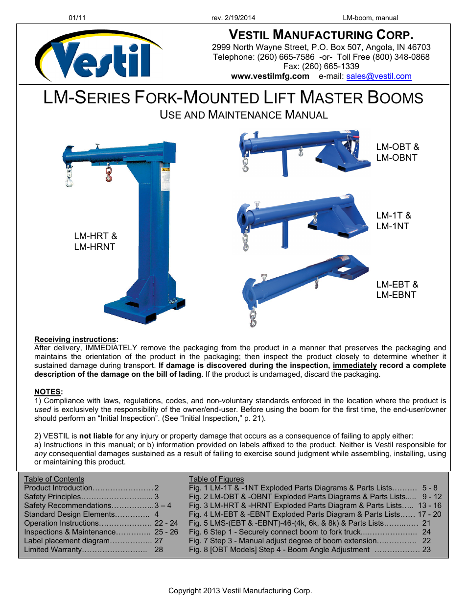 Vestil LM-Boom User Manual | 28 pages