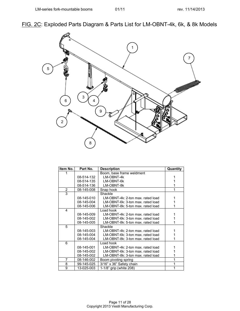 Vestil LM-Boom User Manual | Page 11 / 28