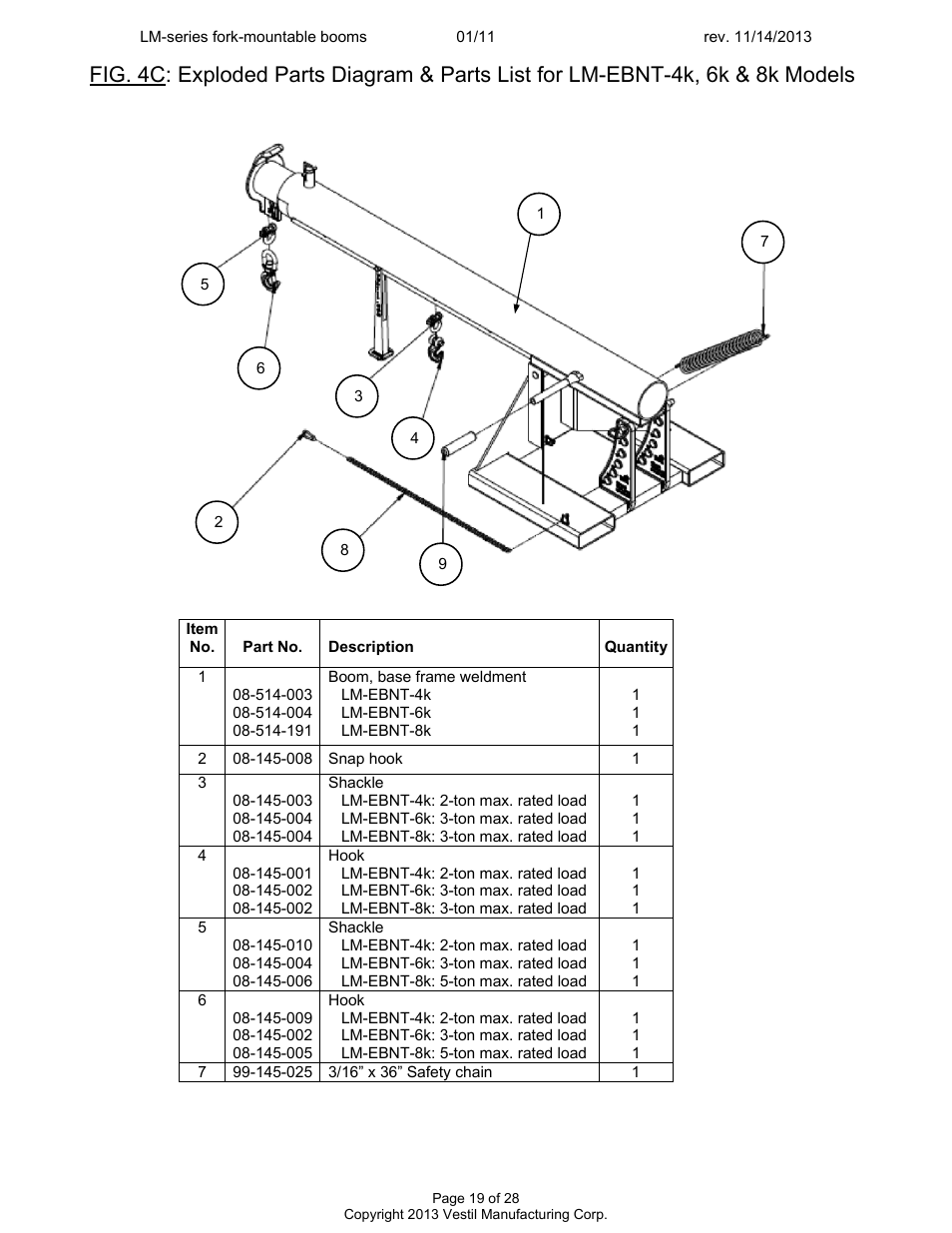 Vestil LM-Boom User Manual | Page 19 / 28