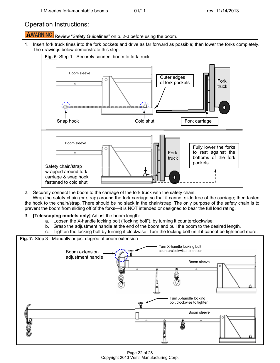 Operation instructions | Vestil LM-Boom User Manual | Page 22 / 28