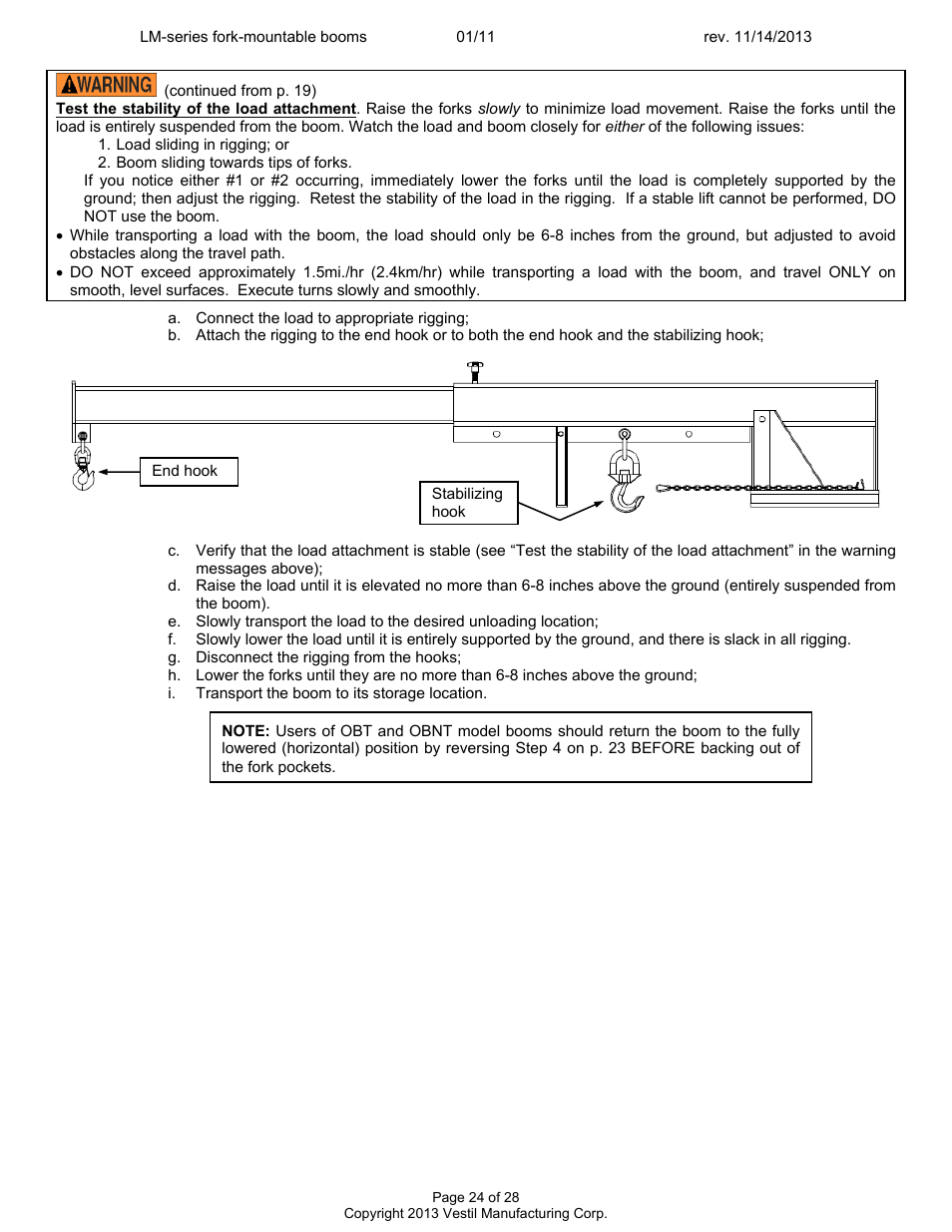 Vestil LM-Boom User Manual | Page 24 / 28