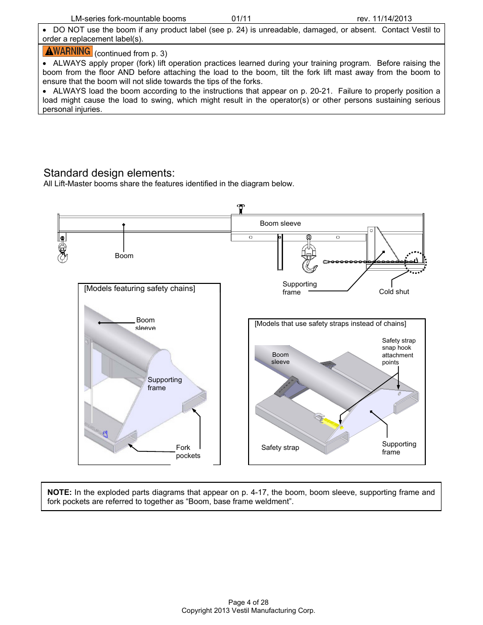 Standard design elements | Vestil LM-Boom User Manual | Page 4 / 28