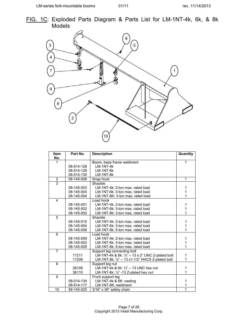 Vestil LM-Boom User Manual | Page 7 / 28