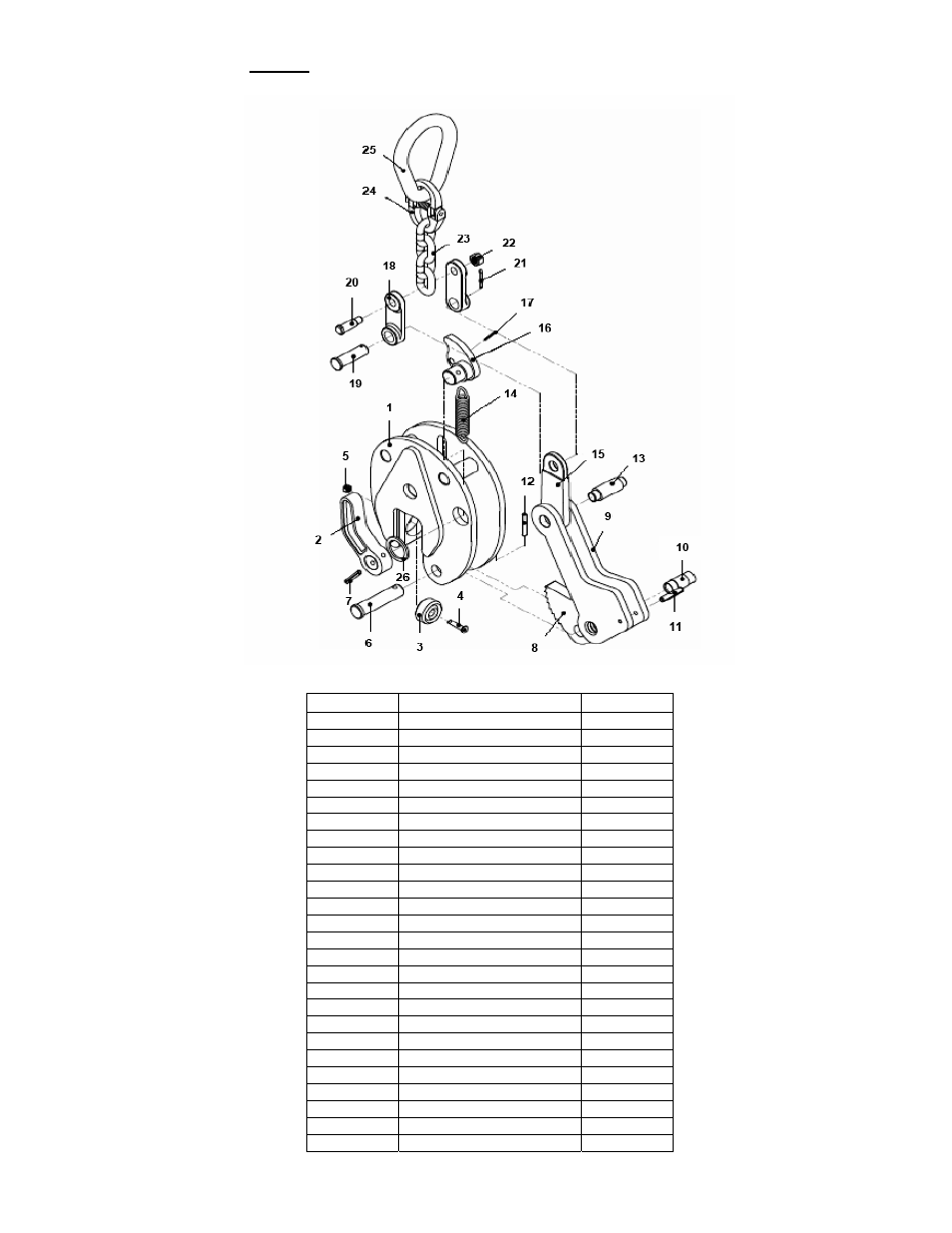 Fig. 1: exploded parts diagram | Vestil Model CPC User Manual | Page 6 / 12