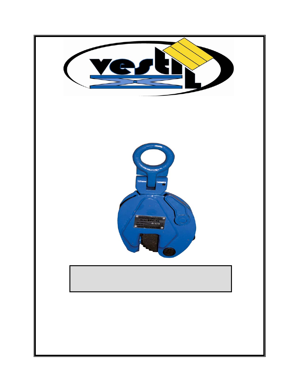Vestil Model EPC User Manual | 12 pages
