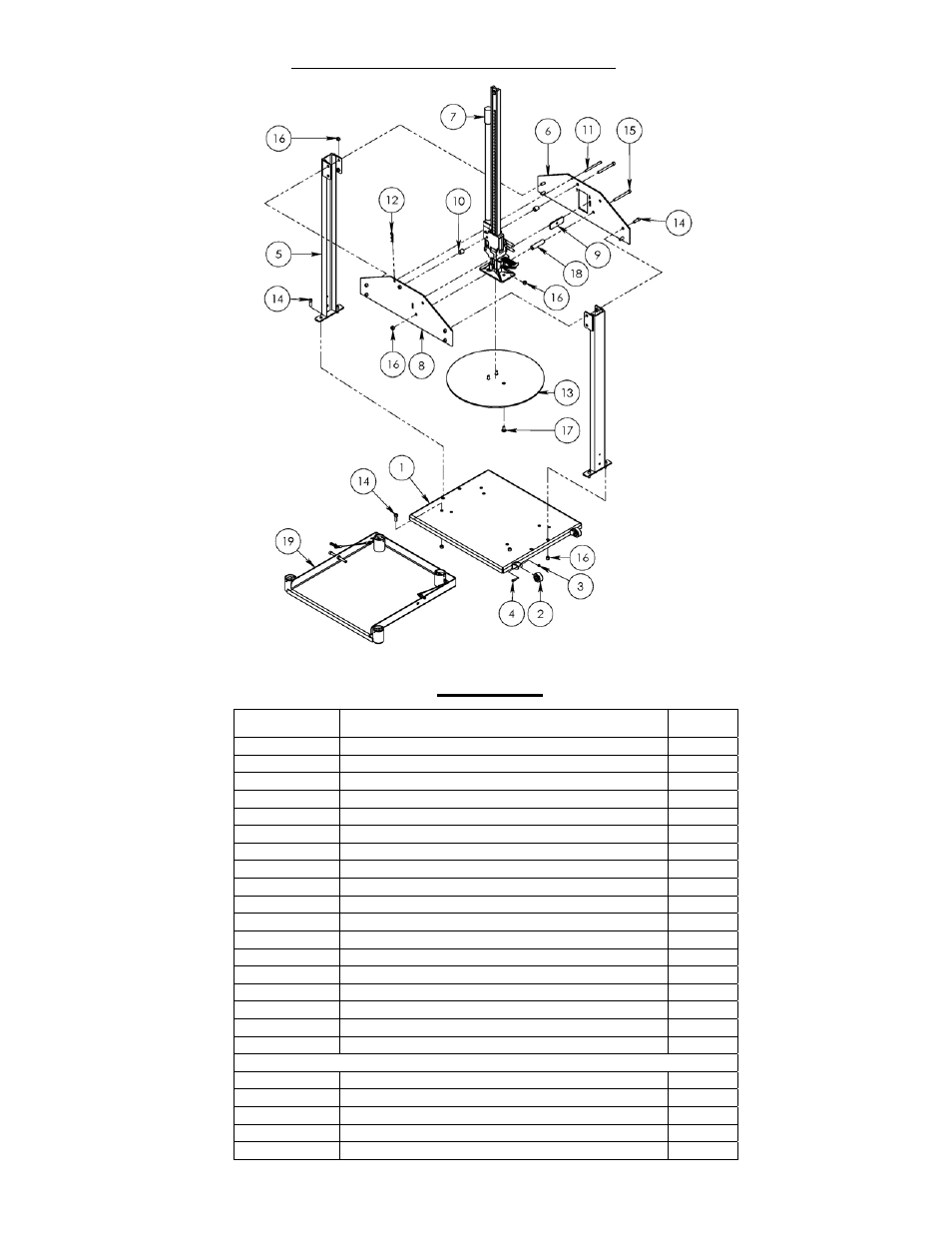 Exploded parts diagram & parts list, Arts | Vestil MTC-RB User Manual | Page 4 / 10