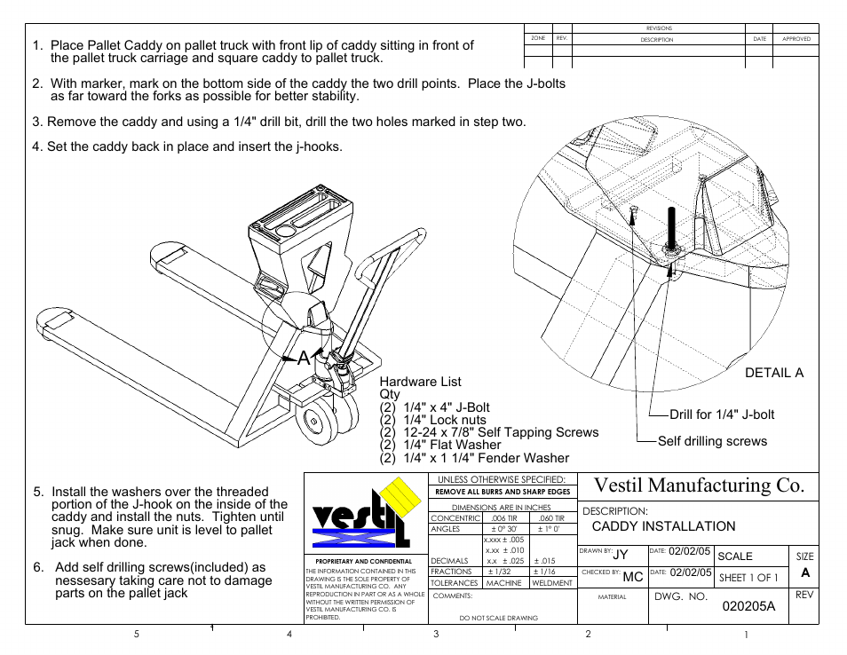 Vestil P-CADDY User Manual | 1 page