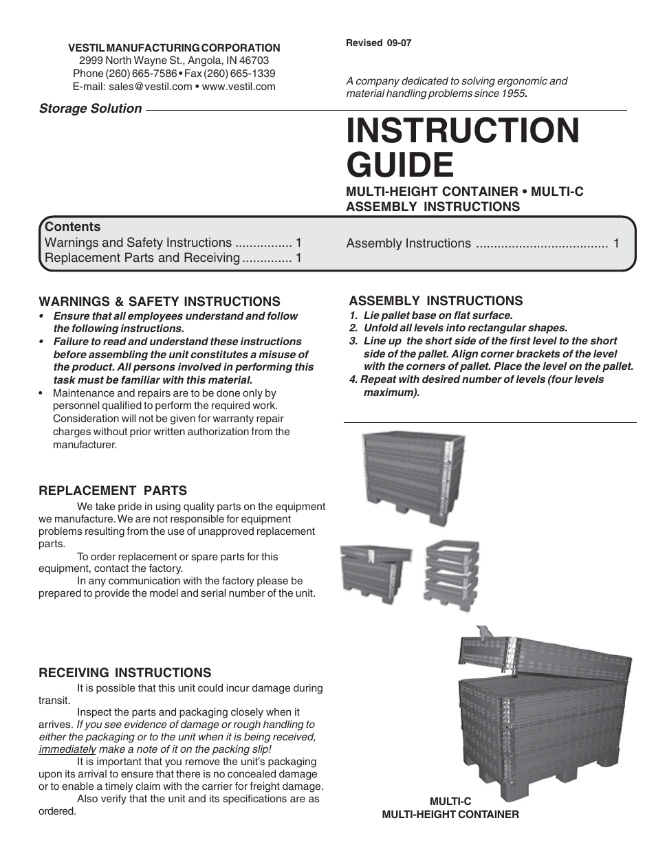 Vestil MULTI-C User Manual | 1 page