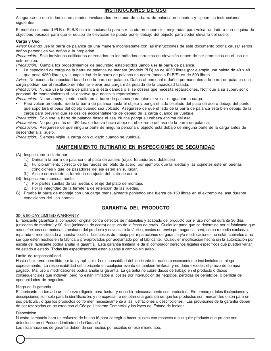 Vestil PLB User Manual | Page 4 / 8