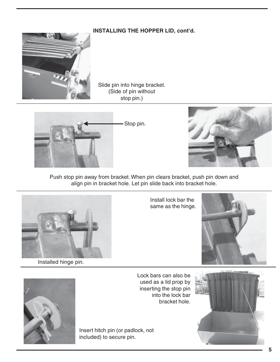 Hopper lid installation 0907 | Vestil PLID User Manual | Page 5 / 5