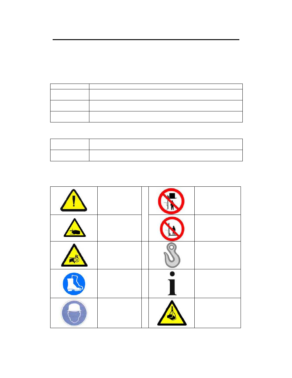 Used symbols and pictograms | Vestil S-CB-118 User Manual | Page 6 / 60