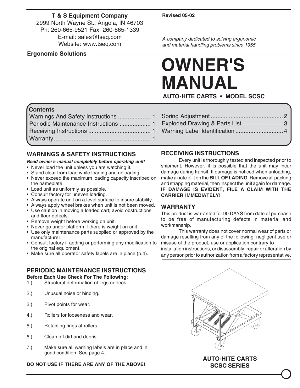 Vestil SCSC series User Manual | 4 pages