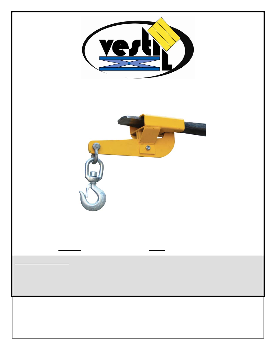 Vestil S-FORK-4-AT User Manual | 7 pages
