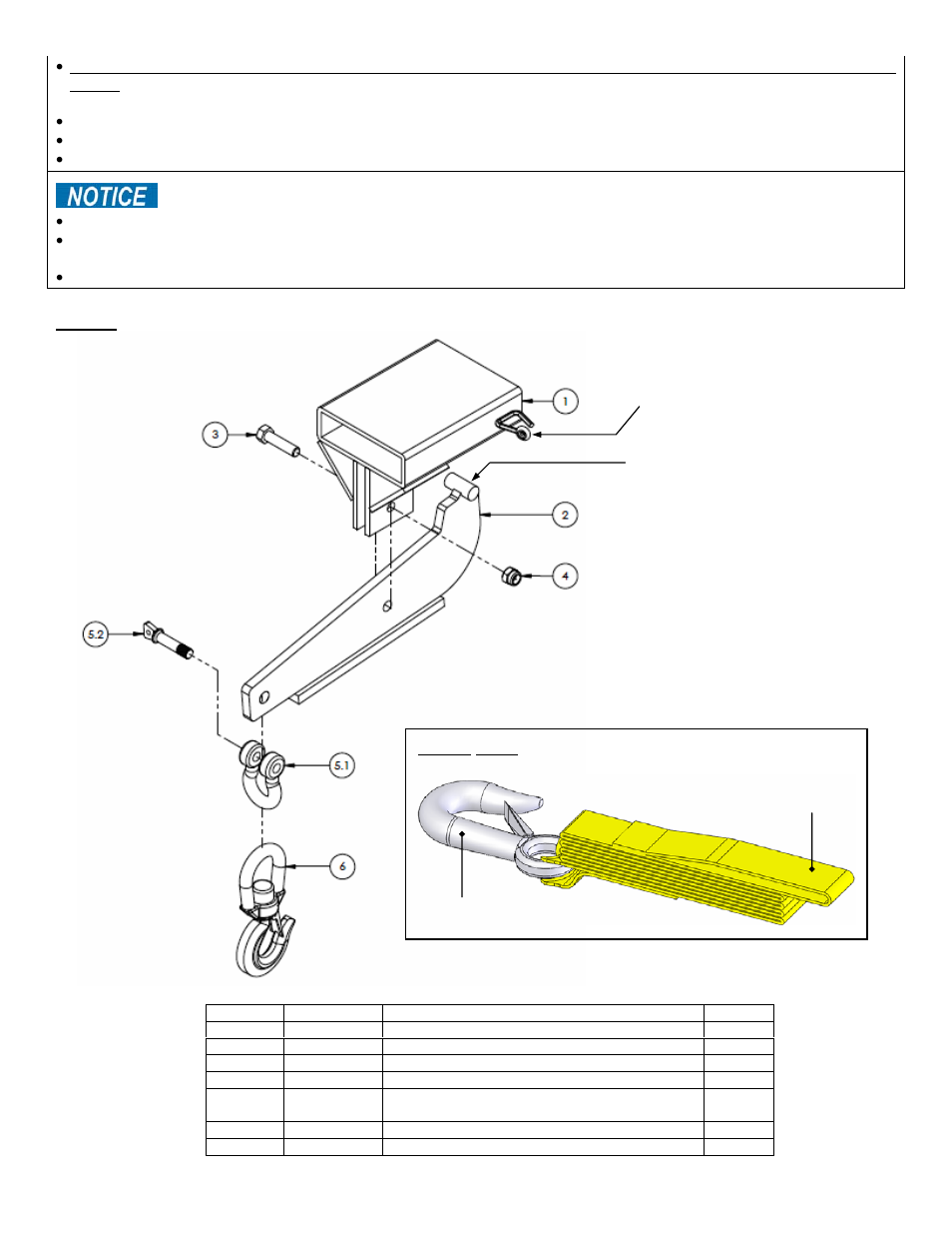 Fig. 1: s-fork-4-at exploded parts diagram, Safety strap | Vestil S-FORK-4-AT User Manual | Page 3 / 7