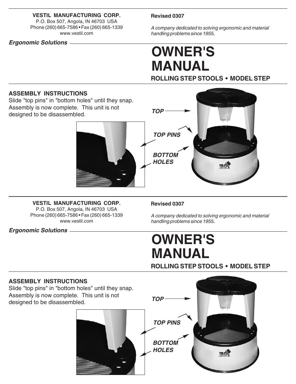 Vestil STEP series User Manual | 1 page