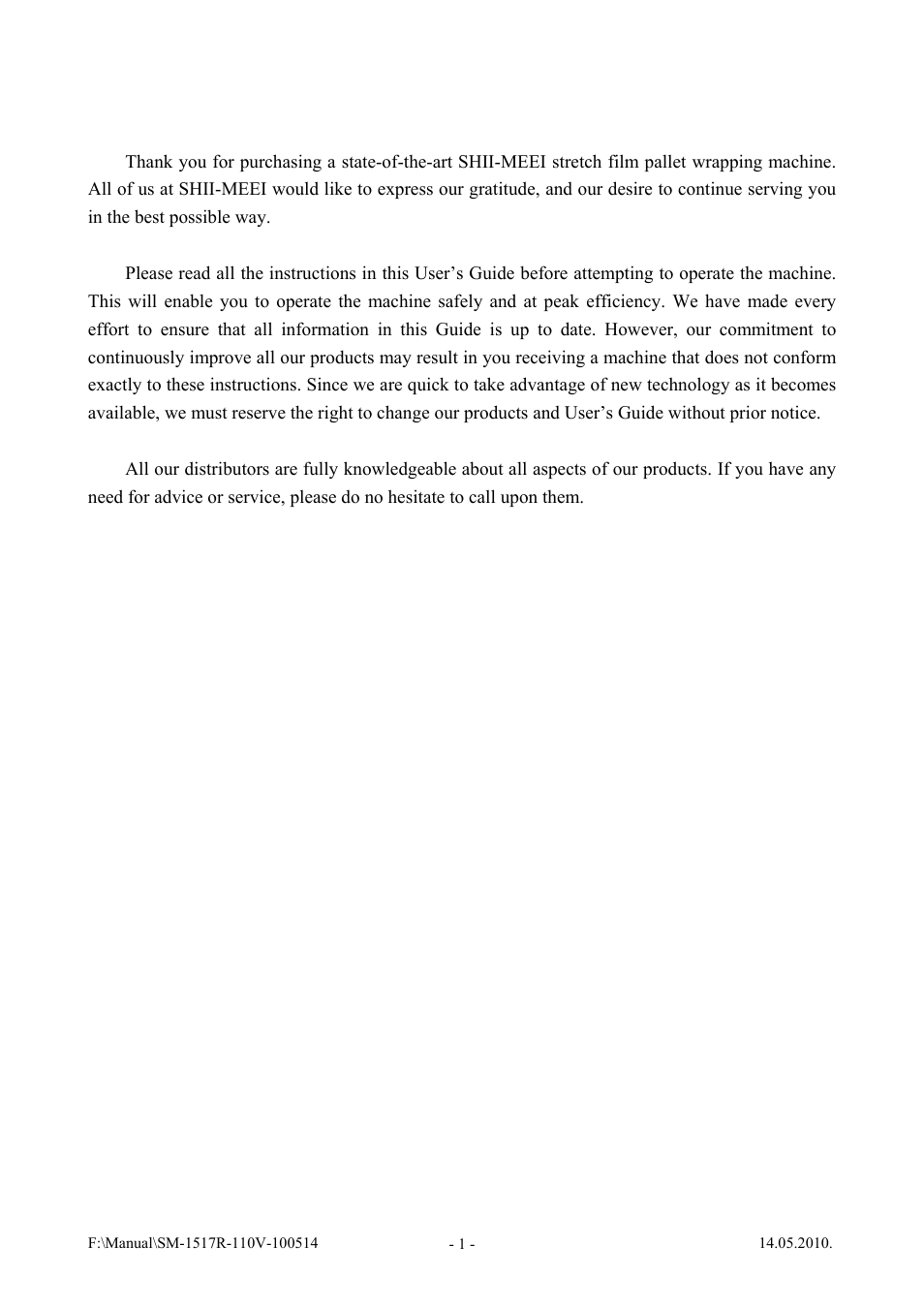 1 introduction | Vestil SWA-60-AW User Manual | Page 3 / 86