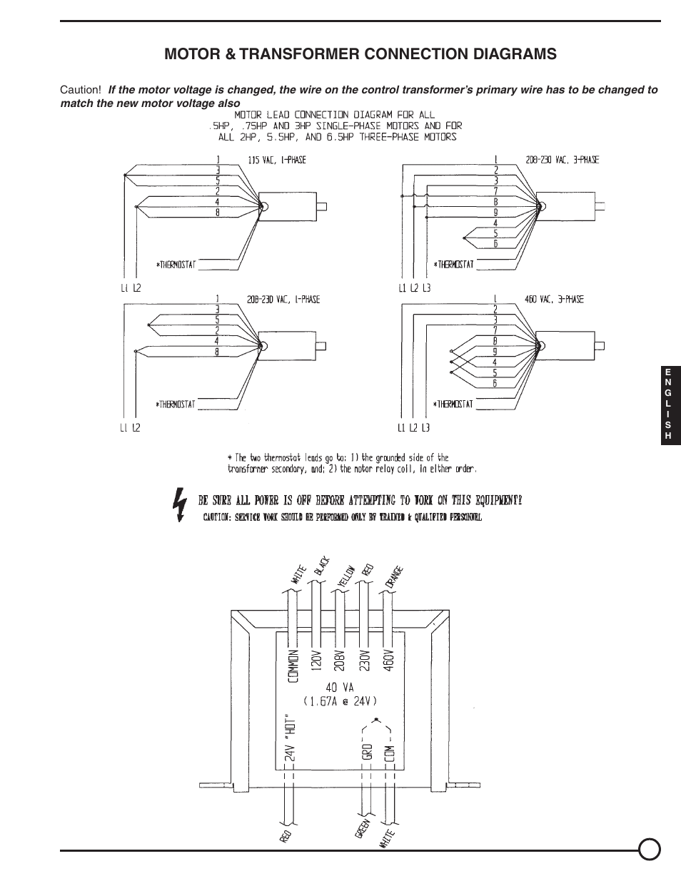 Tm & tms manual, 0111, Tm & tms manunal 0111, Motor & transformer connection diagrams | Vestil TM, TMS User Manual | Page 9 / 19
