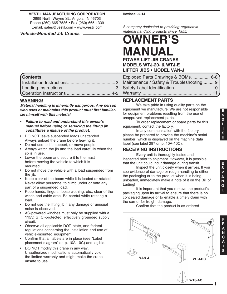 Vestil VAN-J User Manual | 24 pages