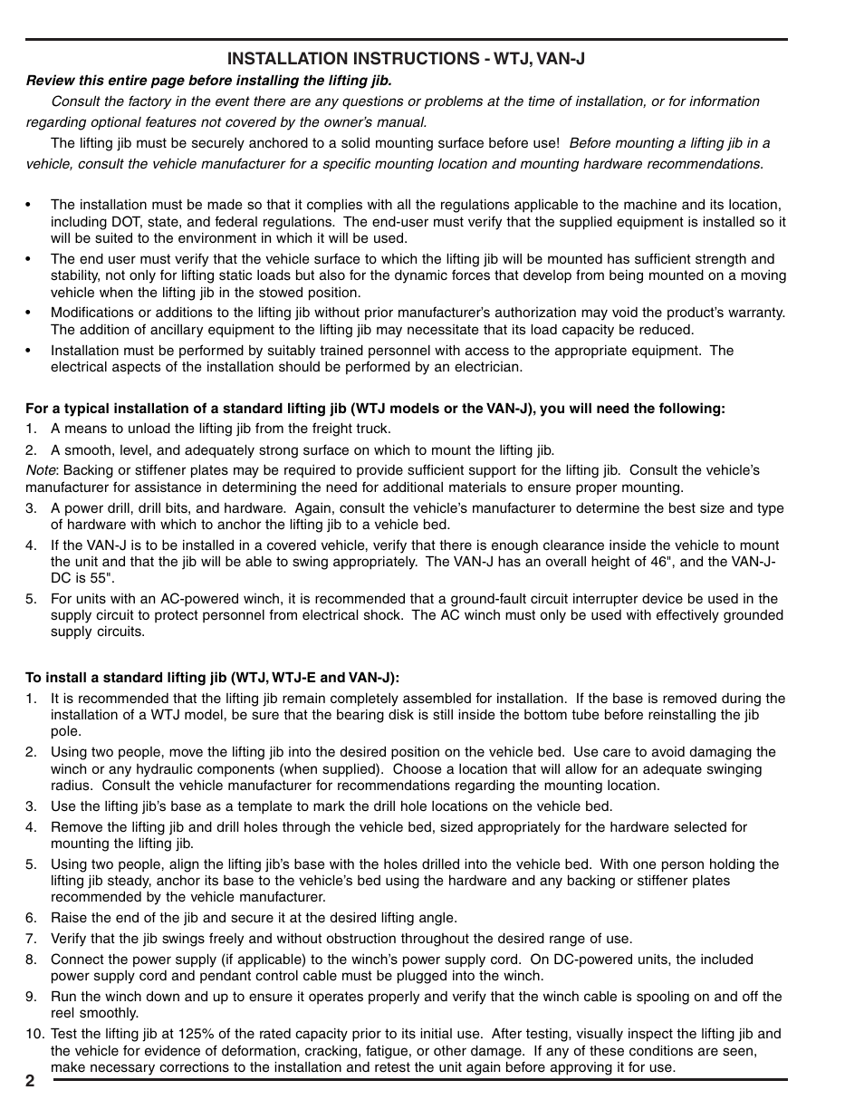 Vestil VAN-J User Manual | Page 2 / 24