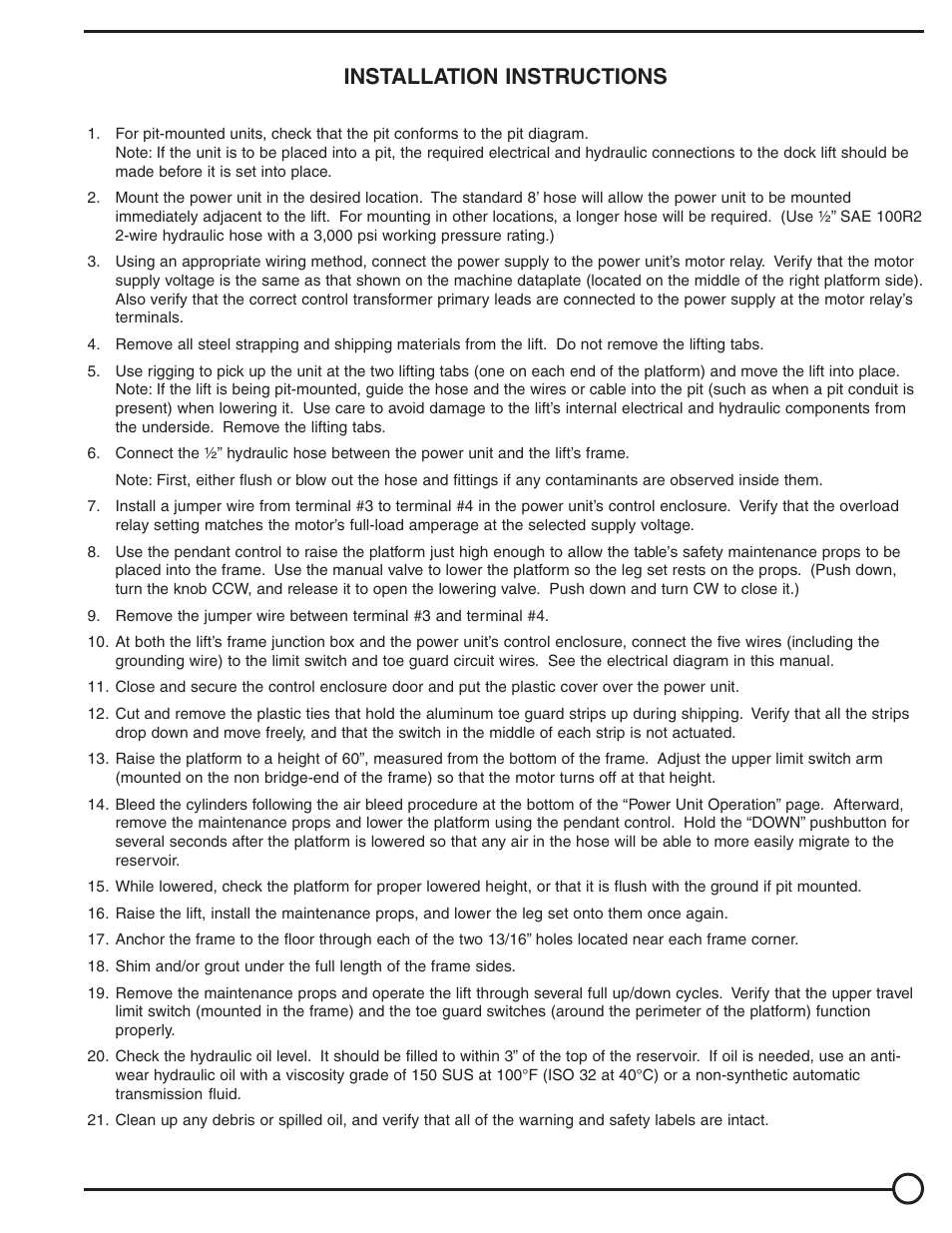 Installation instructions | Vestil WL-100 series User Manual | Page 3 / 16