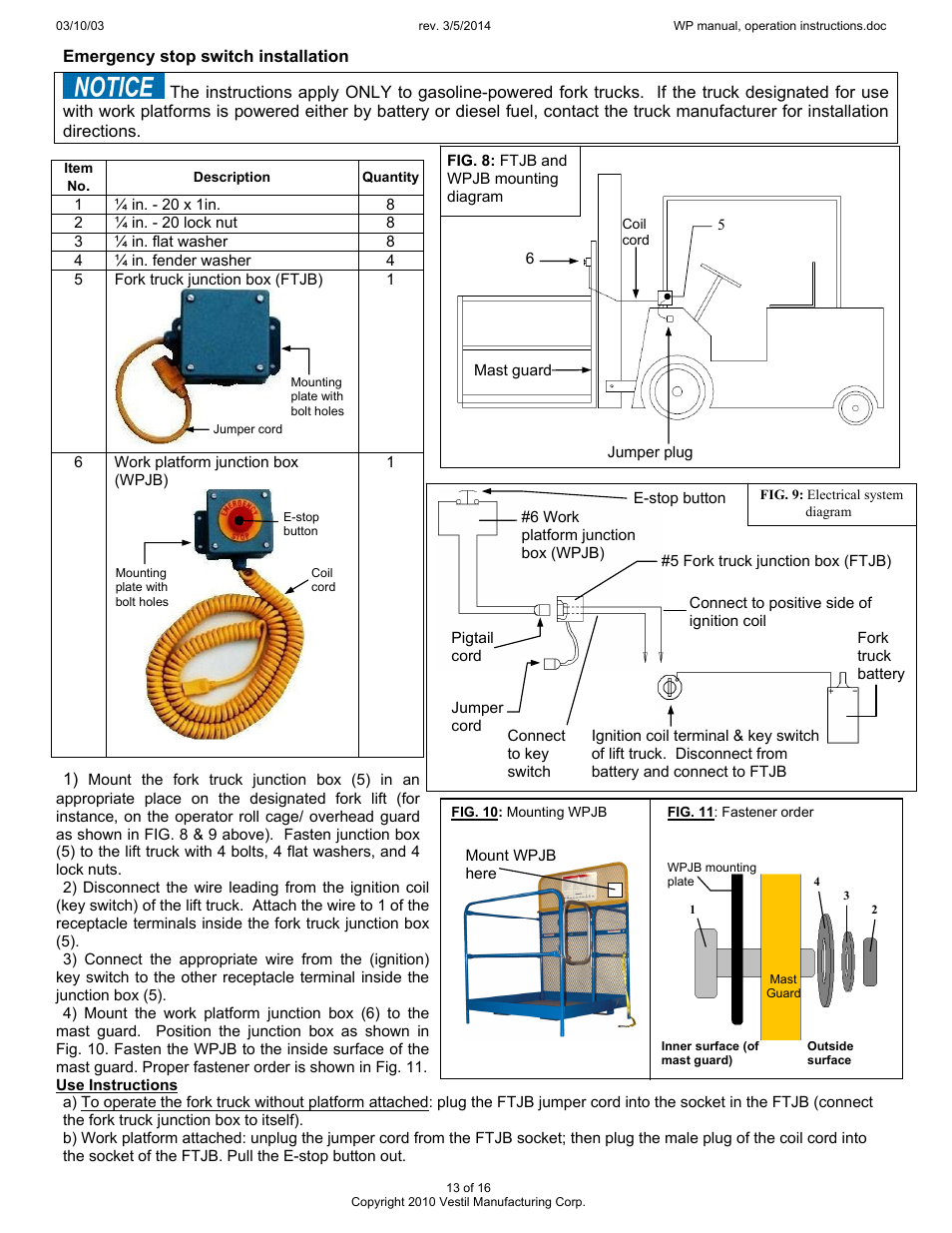 Vestil WP User Manual | Page 13 / 16